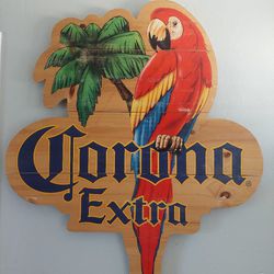 Beautiful Wooden Corona Extra Bar Beer Sign