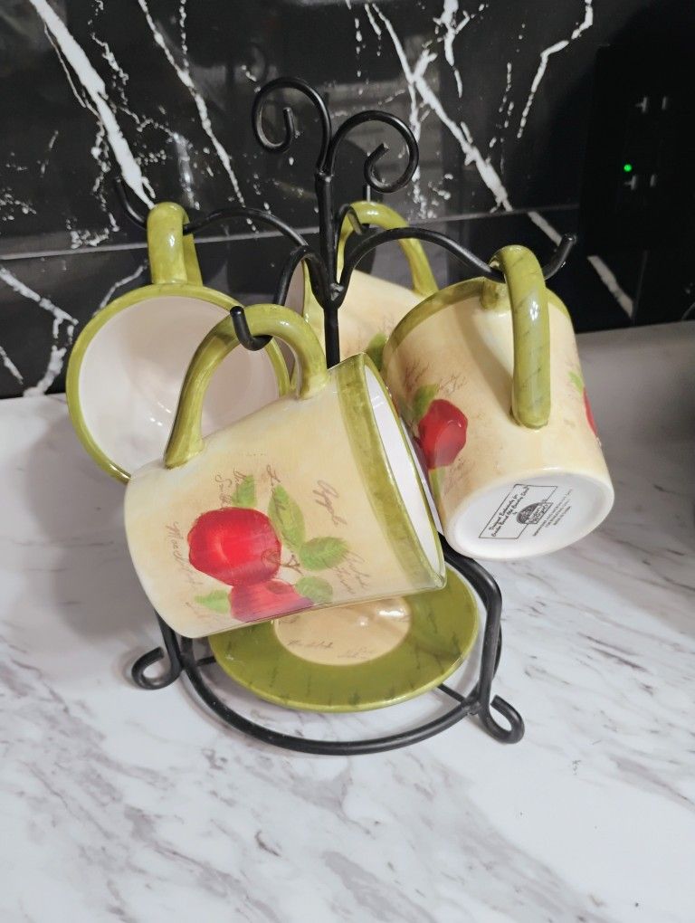 Aplee Orchard Collection Plate  And Mug Stand