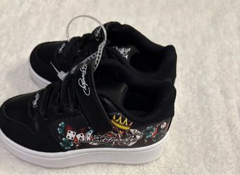 Ed Hardy Kids Black Graphic Sneakers Size 7