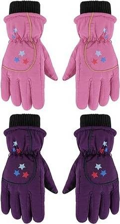 NEW Sz 3-6 Year Kid Girl Insulated Winter Snow Gloves Children Waterproof Thick Warm Windproof