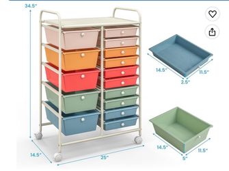 15- Drawer Rolling Cart Storage