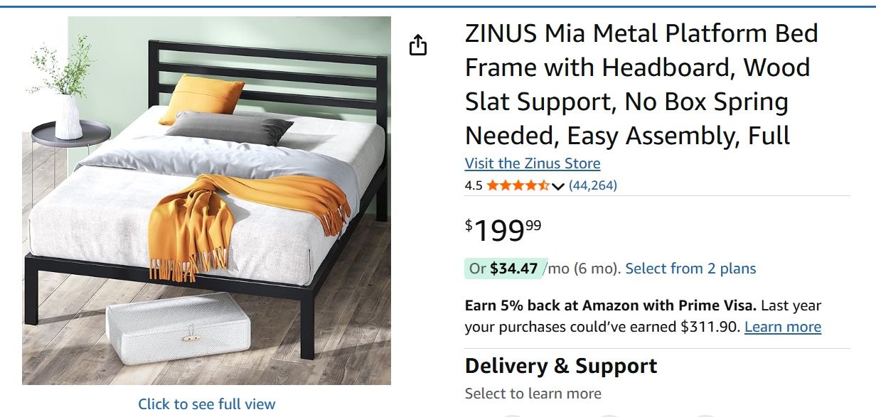 ZINNUS Full Size Bed Frame