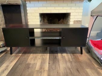Black Mid-Century Modern TV Stand. Clovis. Ashlan & Fowler. FCFS.