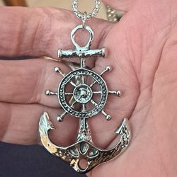 Anchor Pendant Necklace With 24-in Chain