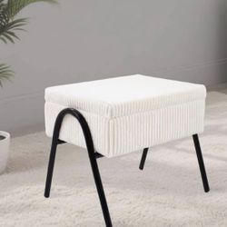 Sherpa Ottoman/Foot Stool with Storage x3 White - NEW