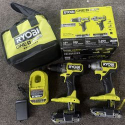 New Ryobi Brushless Drill, Impact 2 Batteries Charger & Bag $115 18v 