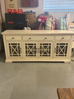 Farmhouse TV stand with glass doors