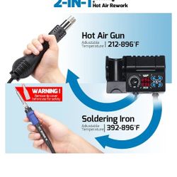 WEP 882D Soldering Iron Station 2-IN-1 SMD Hot Air Rework Station km