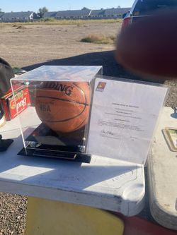 For sale: signed basketball with collection certificate. I've had it for 20 years, it's in good condition. Asking for $250, firm price.