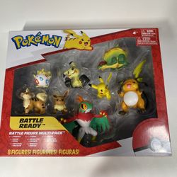 Pokemon Battle Figure 8 Pack Features 2-Inch Pikachu, Eevee Evoli, Appletun Dratatin, Togepi, Growlithe Caninos, Mimikyu Mimiqui, Raichu, Hawlucha Bru