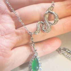 Natural Chalcedony necklace S925 Sterling Silver, Gem Grade,High Quality Green C