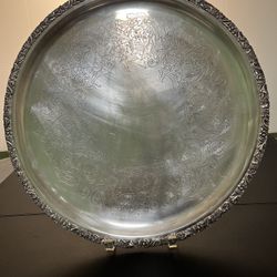 C.G.W.&C. International Silver Antique 1920s Round 3273 Rococo Silverplate Tray