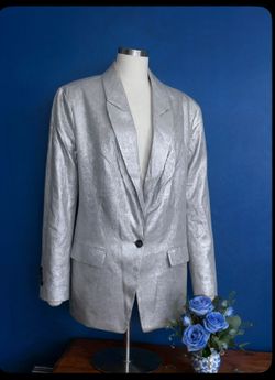 "EXPRESS"Silver Metallic Single-Button Blazer