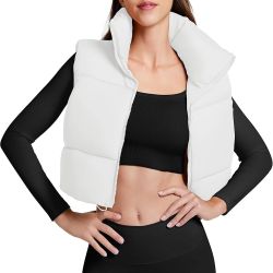 White Puffer Crop Vest