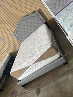 Queen mattress set with bed frame