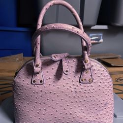 Lavender crocodile style bowler bag with double zipper