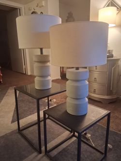 $200.! Grey-Concrete Lamps and nesting tables.