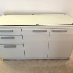 Glass Topped Credenza/ Buffet cabinet! 