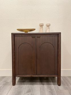 Dark Brown Designer Wooden Accent Cabinet with Brass Pulls | New