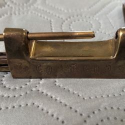 Antique - Chinese Vintage Engraved Brass Padlock  with Key