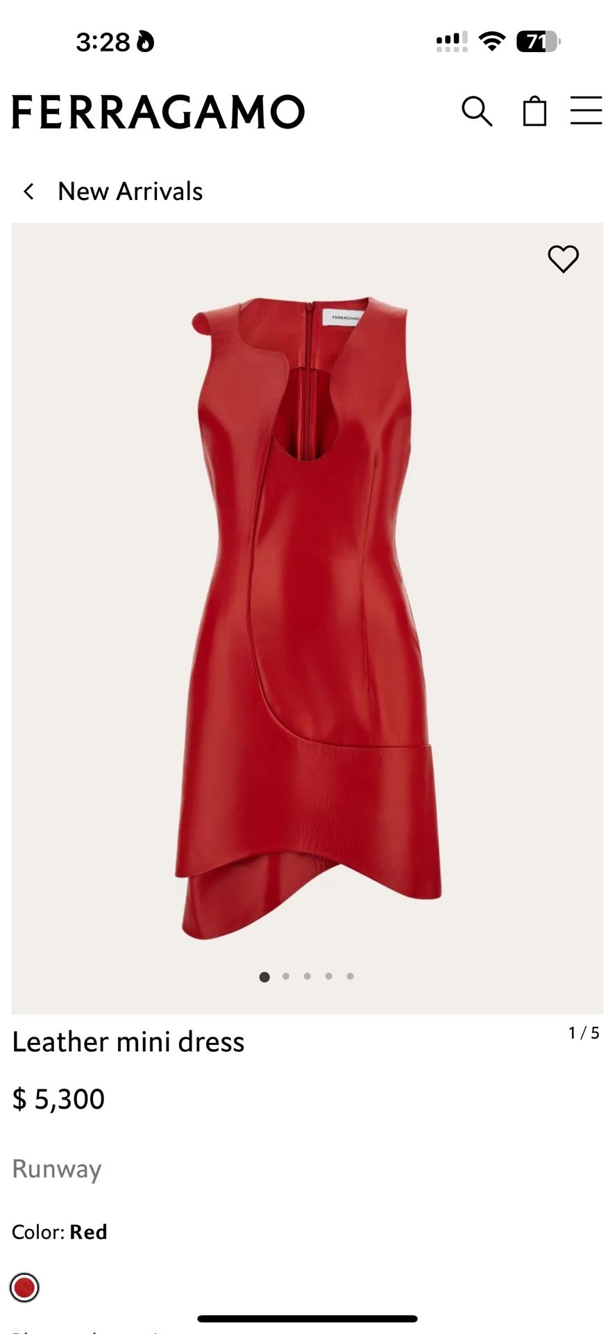 Ferragamo Red Leather Mini Dress