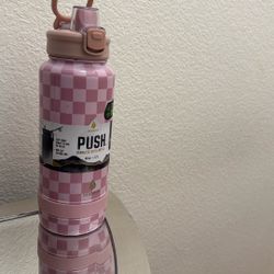 NEW PINK CHECKERD WATERBOTTLE
