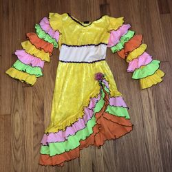 Can Can girl costume/dress size 6-7. It was only worn a couple times and has a couple spots on the sheer stomach part that is not noticeable. See pics