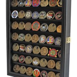 Black Display Case for Challenge Coins, Casino Chips, Pin, Medal, Shadow Box Real Glass