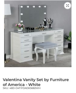 Furniture of America Valentina Vanity Set White