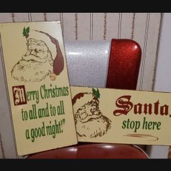 Tin Santa Christmas Signs