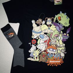 NICKELODEON CHARACTERS TEE & SOCKS. IF YOUR INTERESTED, GO CHECK OUT MY OTHER ITEMS. LETS MAKE A DEAL TODAY!!