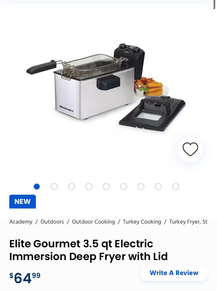 Elite Gourmet 3.5 qt Electric Immersion Deep Fryer with Lid