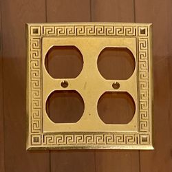 MCM Brass Toggle + Switch Plate Covers. Greek Key Motif. Matte Finish. Low Key Versace.