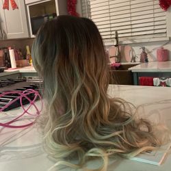 26 Inch Wig Half Dark Half Blond 