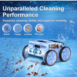 2025 New) Robotic Pool Vacuum, Robotic Pool Cleaner for Inground Pools, Smart Navigation, Floor/Wall/Waterline Cleaning, 150 Mins Runtime for Pool Up 