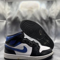 Air Jordan 1 Mid White Black Racer Blue 