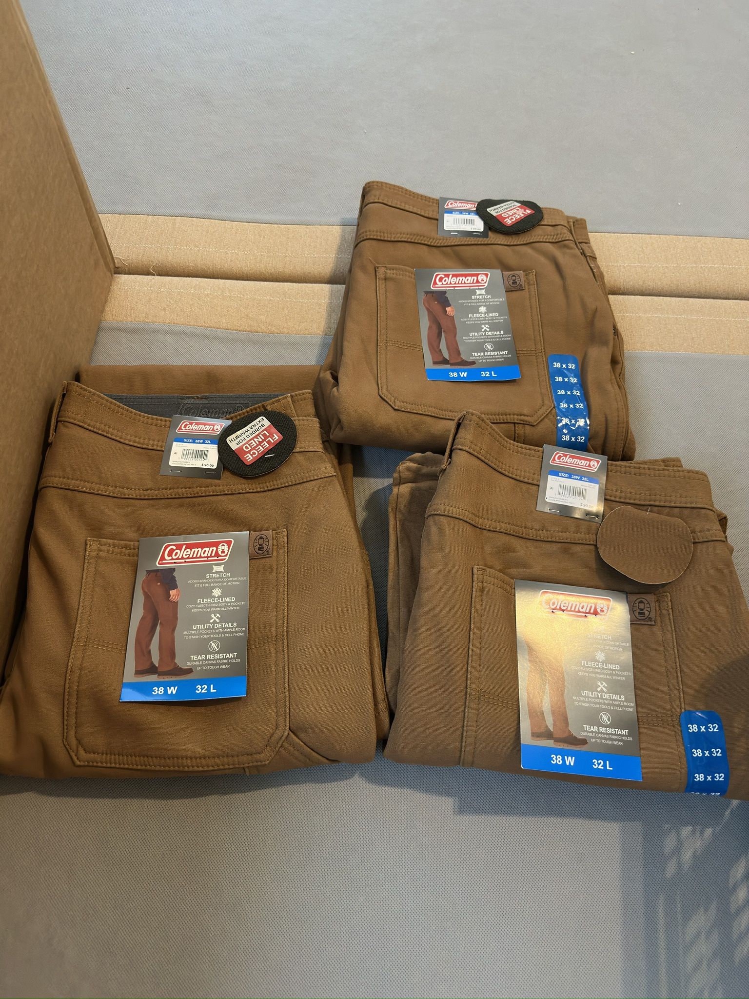 (3) Coleman’s Fleece Lined Pants (38 W x 32 L)