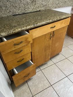 Wood Kitchen Base Cabinet with Granite Top