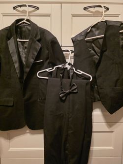 Boys black 3 piece suit and black dress shoes