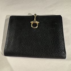 Vintage Nordstrom Pebbled Leather Bifold Cardholder Made in Italy Brass Clip 