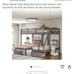 Triple Bunk Bed (2 Twins & 1 Full)
