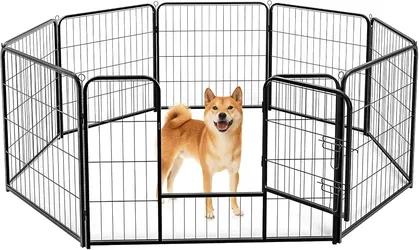 DUMOS Dog Playpen 8 Panels 32 Inch Indoor Outdoor Metal Pet Fence

Foldable Dog Play Pen with Door, Portable Exercise, RV Camping, Puppy Small Medium