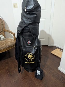 Full Set Of Callaway Graphite Shaft Clubs With Custom Leather Big Bertha Bag