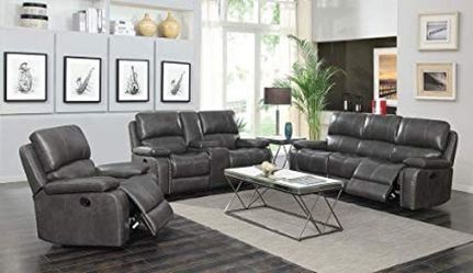 Brand New 2 Piece Charcoal Reclining Sofa and Love Seat