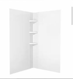 Shop Delta 38 in. W x 70.63 in. H 3-Piece Glue Up Corner Shower Wall Surrounds in White