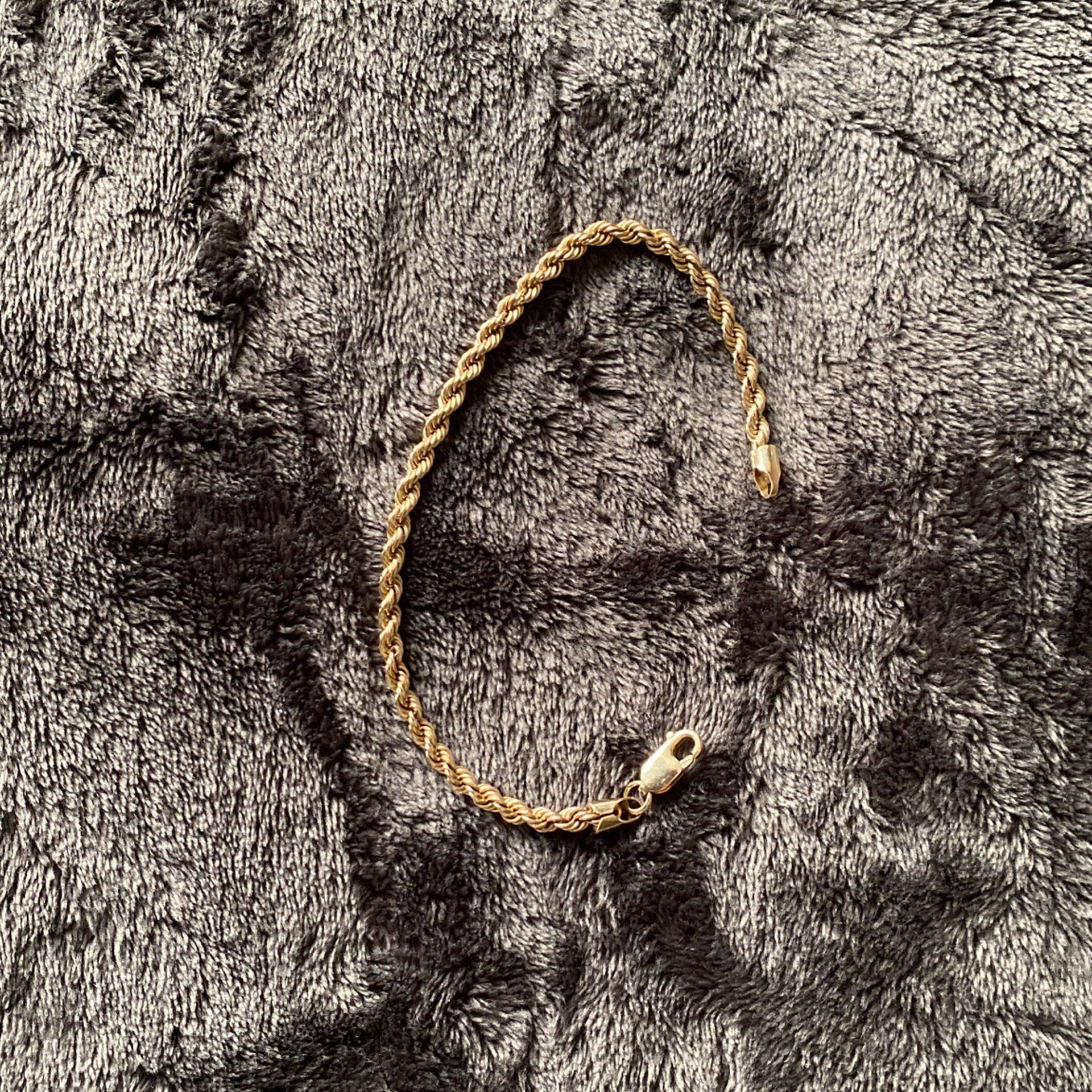 14k Solid Yellow Gold Rope Bracelet