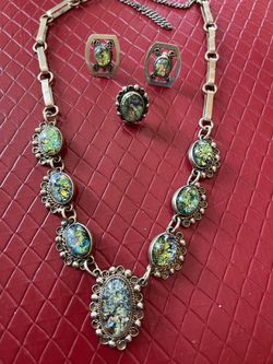 Heavy Old Sterling Silver Mexican Necklace Set