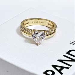 Pandora Heart Cz Diamond Women's Engagement Promise Ring Gift Size 6