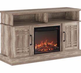 BELLEZE Norrell 48" TV Stand with 18" Electric Fireplace - Ashland Pine