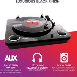 ION Audio Max LP Black IThree Speed Vinyl Conversion Turntable with Stereo Speakers, USB Output to Convert Vinyl Records to Digital Files and Standard